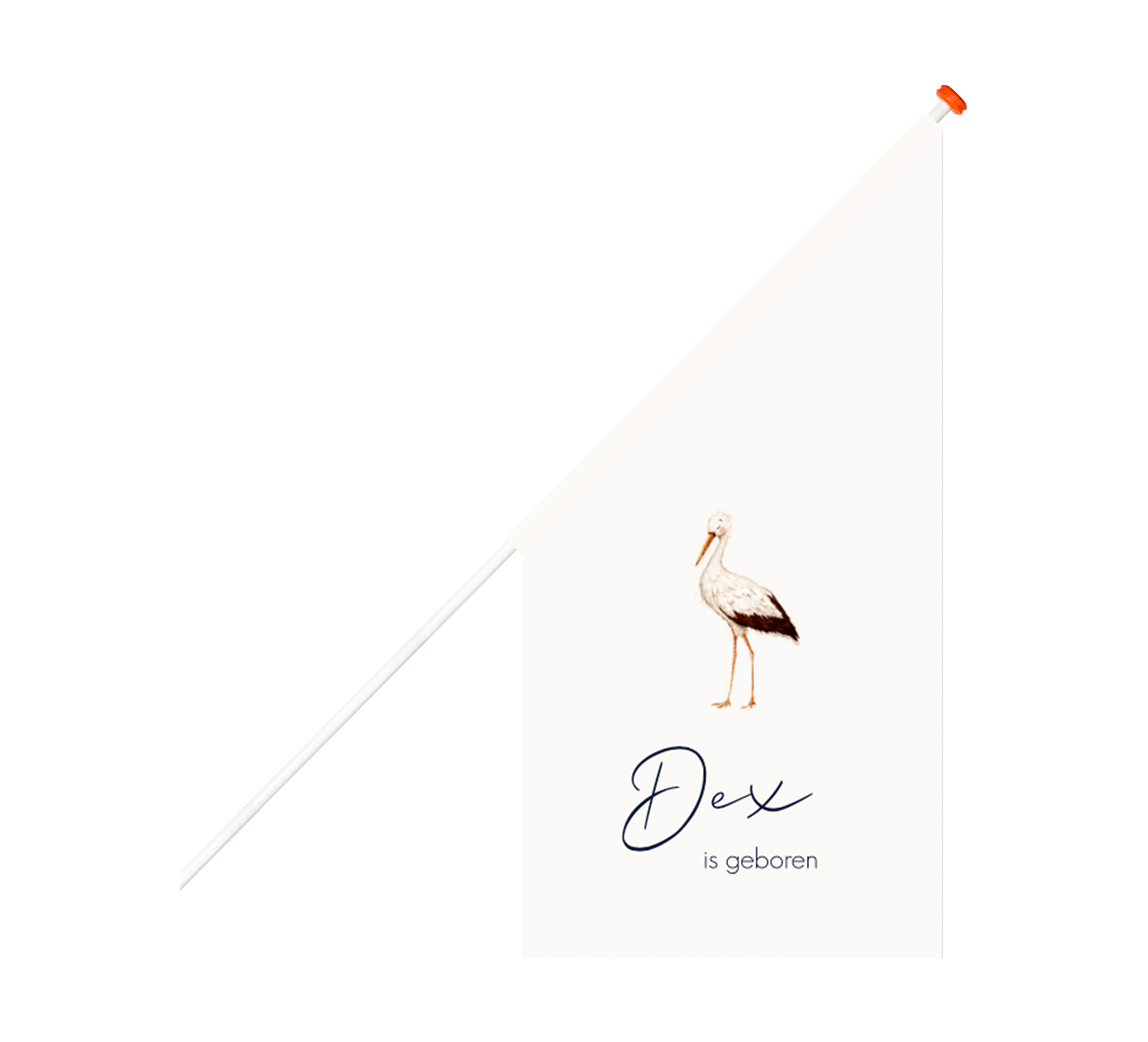 Prachtige geboortevlag met watercolour ooievaar