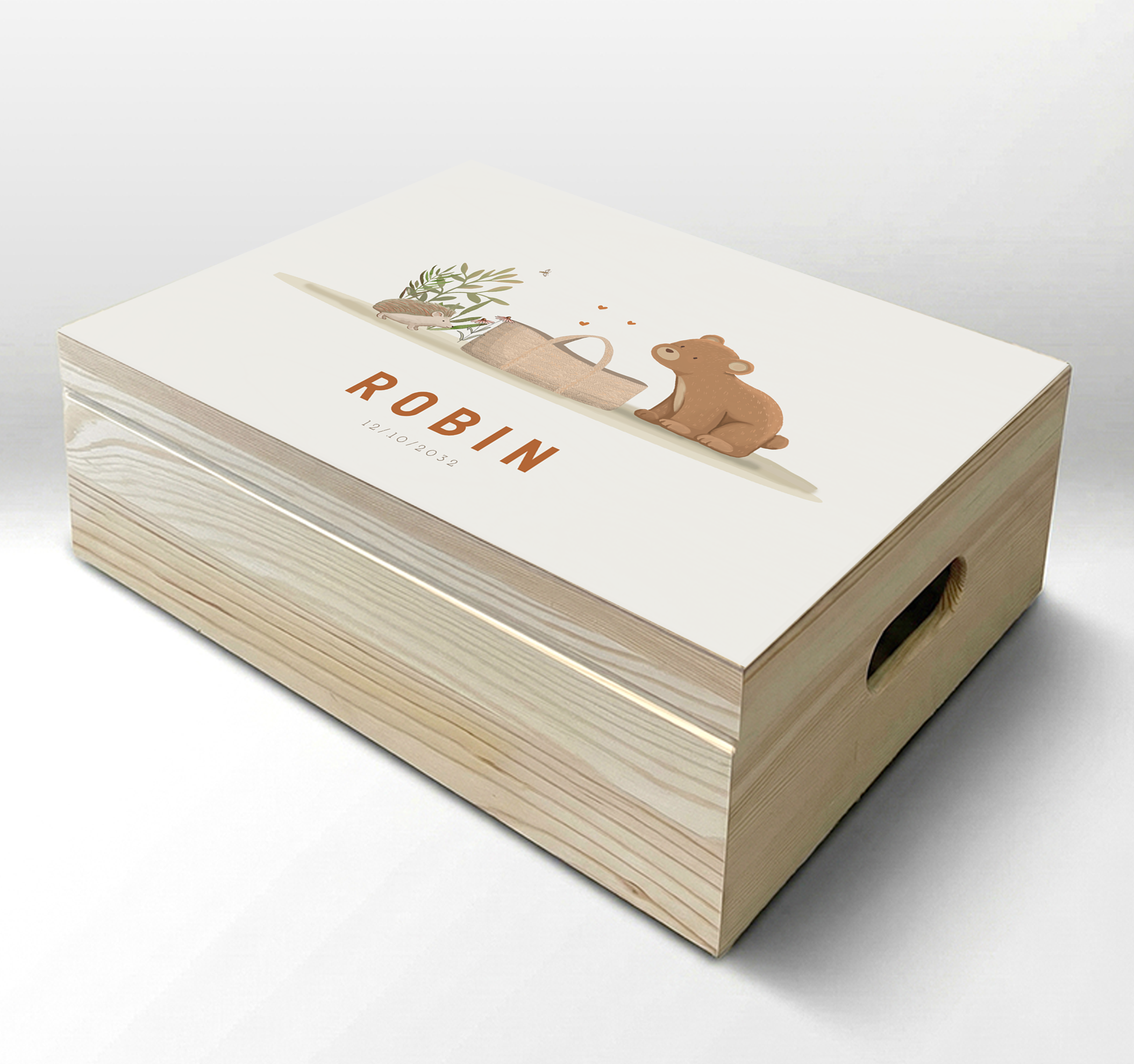 Memorybox met beertje en egel