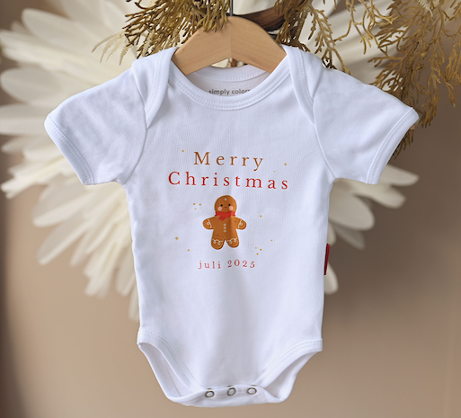 Zwangerschapsaankondiging kerst rompertje met koekmannetje