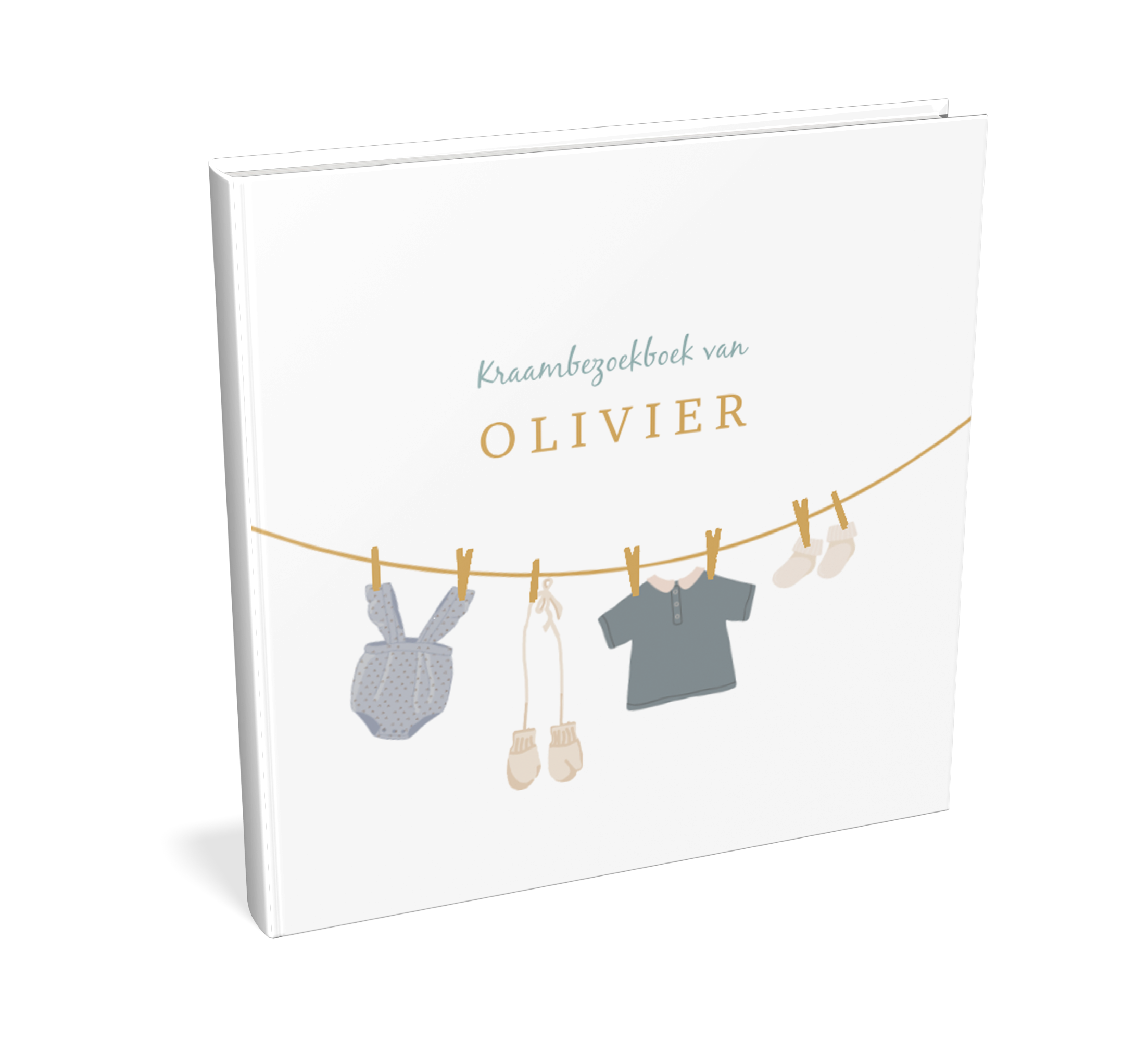 Kraambezoekboek waslijn en kleertjes jongetje