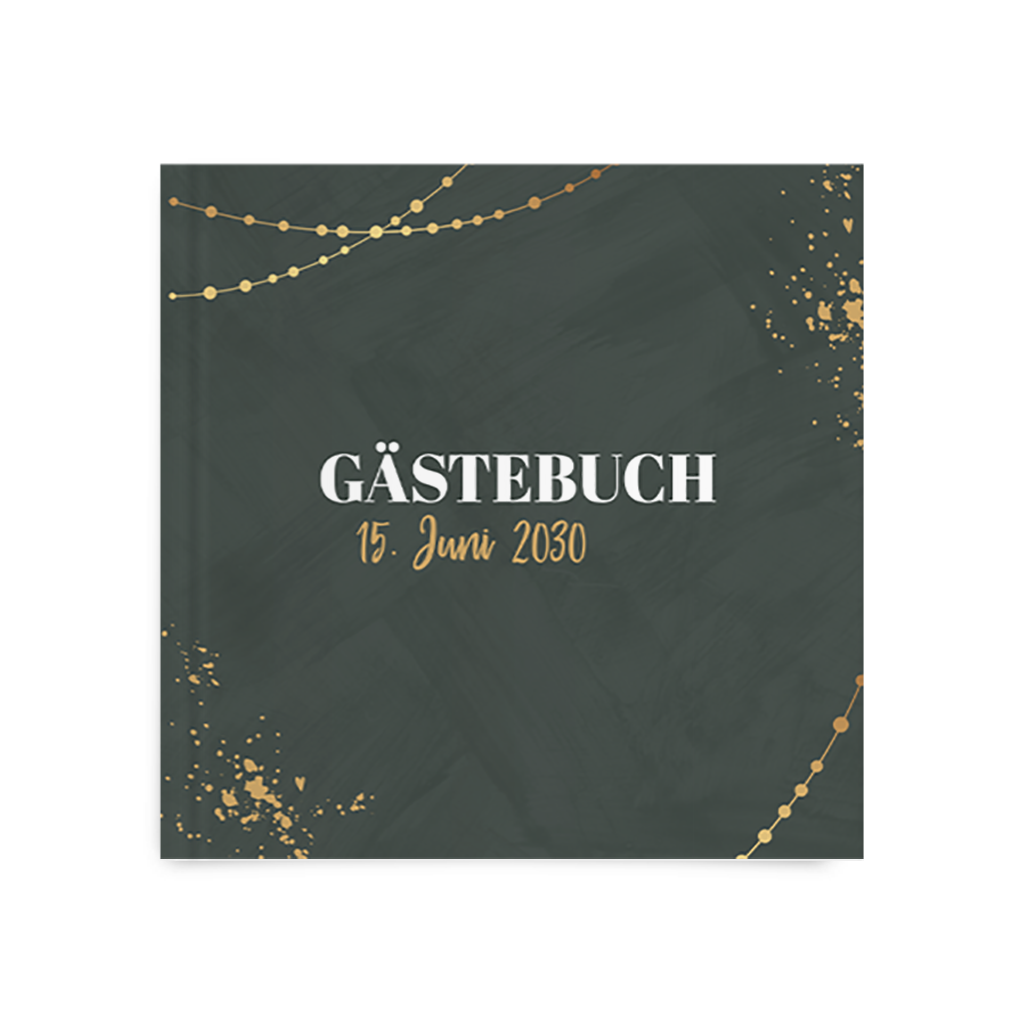 Gästebuch zum Geburtstag mit Girlanden und Goldlook Klechsen