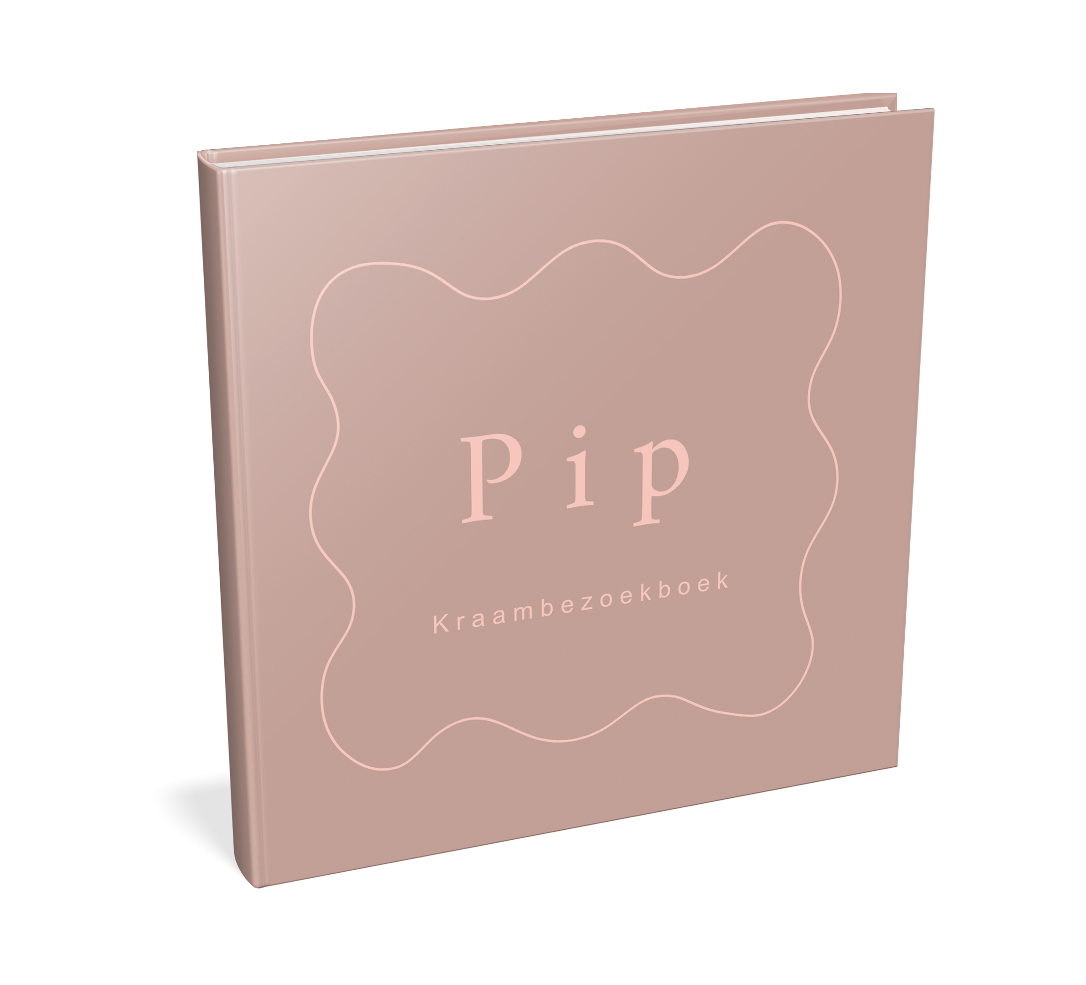 Kraambezoekboek oudroze met lijntekening