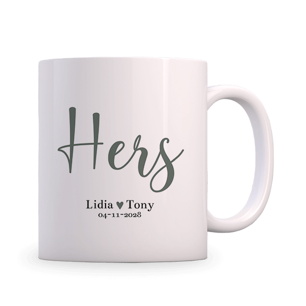 Personalisierte Tasse Hers, Hochzeitsgeschenk