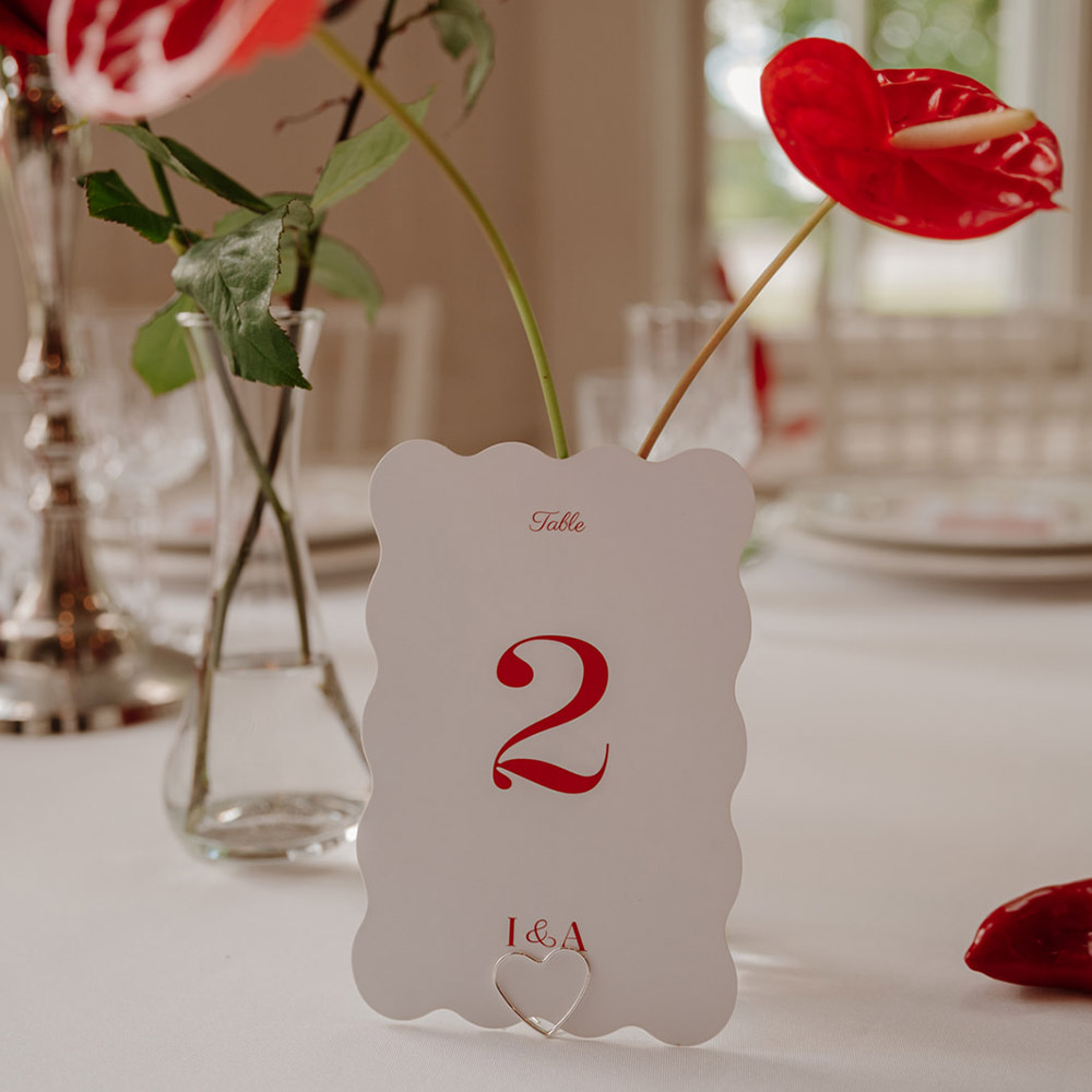 Tafelnummer kaart bruiloft golf rood