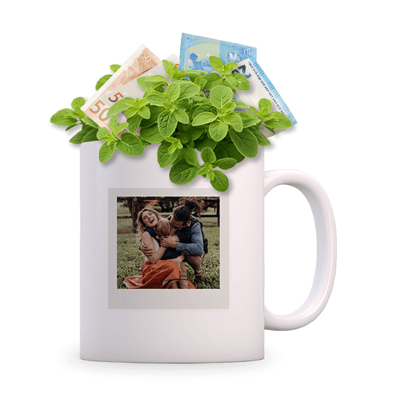 Personalisierbare Tasse mit Polaroid-Foto