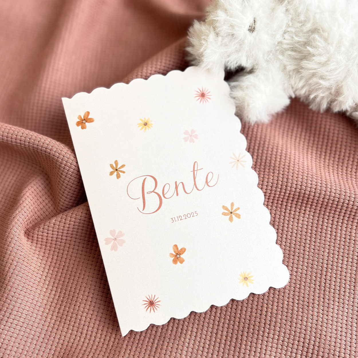 Geboortekaartje Meisje Boogjes Dubbel Bloemen