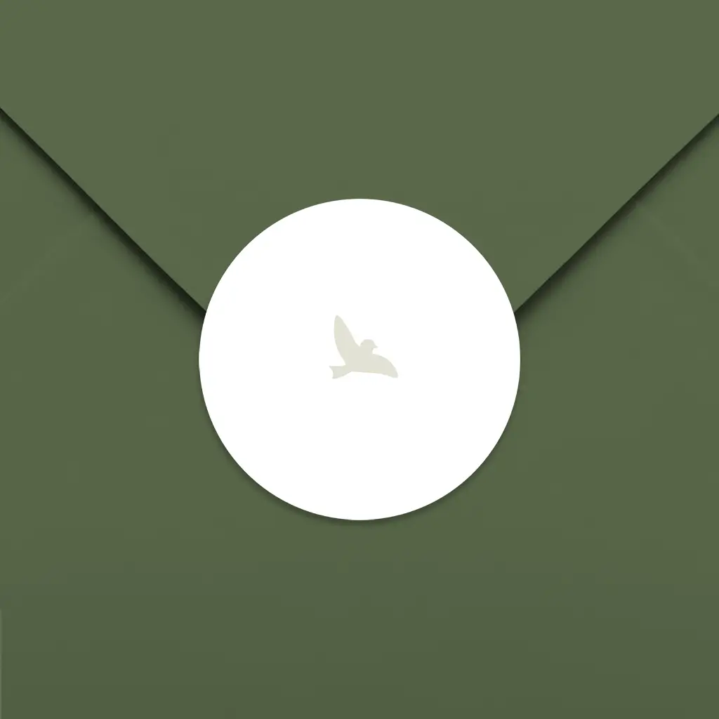 Sluitsticker met groen vogeltje en witte achtergrond - per 25 stuks