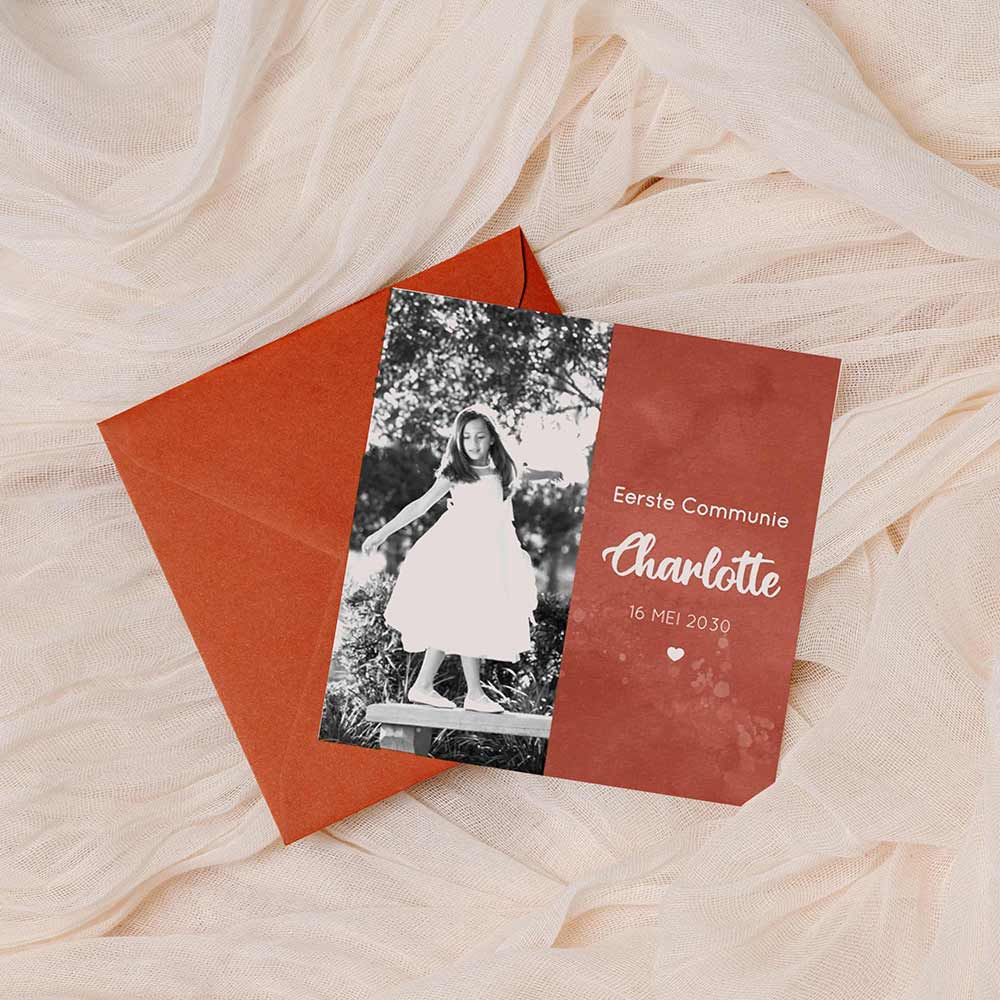 Communie uitnodiging met persoonlijke foto
