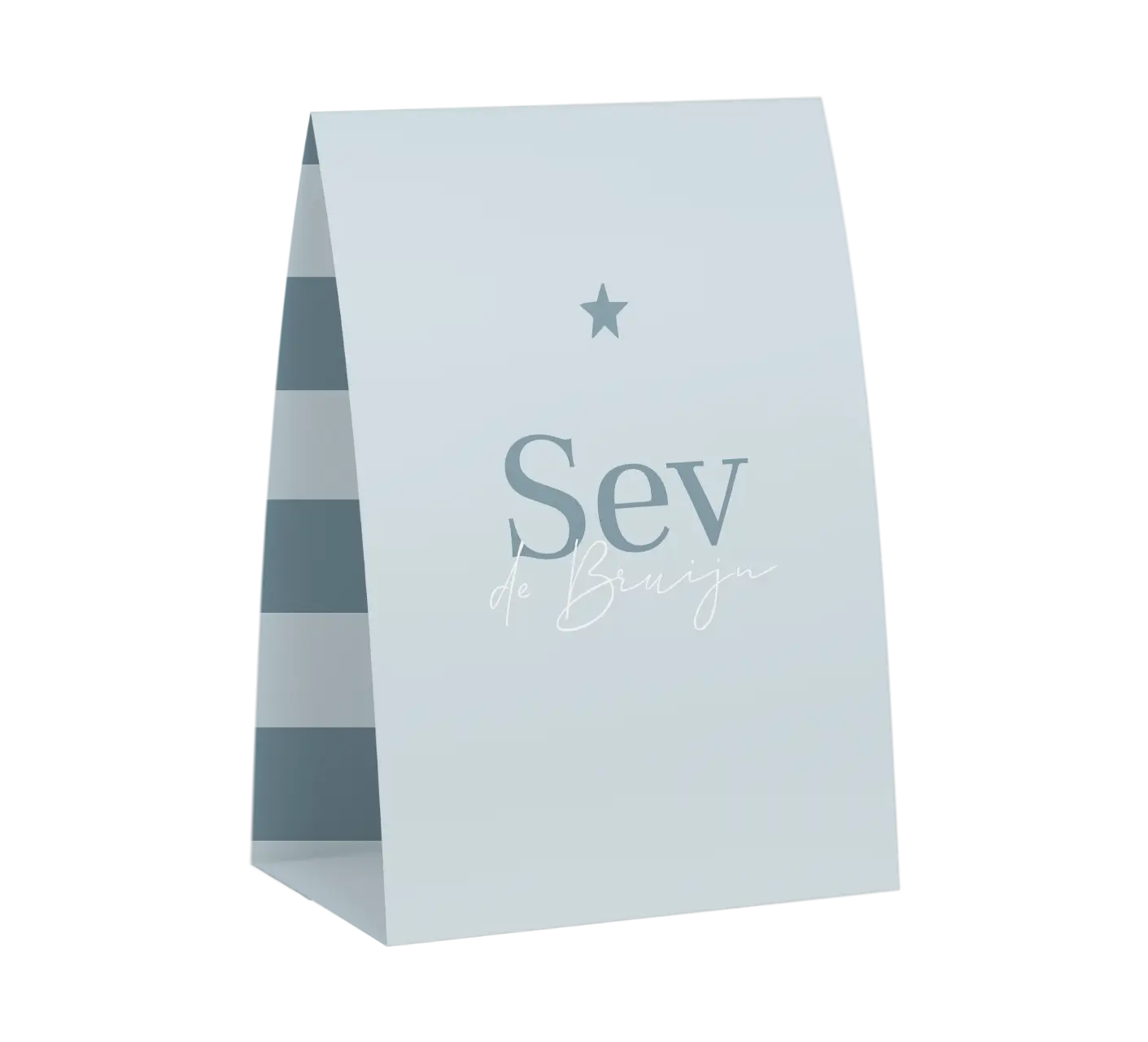 Trendy geboortekaartje blauw in tentvorm