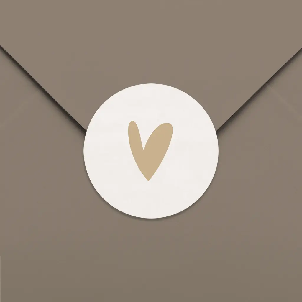 Sluitsticker natuurlijk met hartje - per 25 stuks