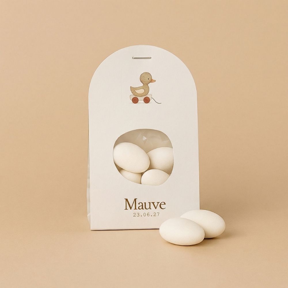 Doopsuiker wikkel neutraal speelgoed eendje okergeel