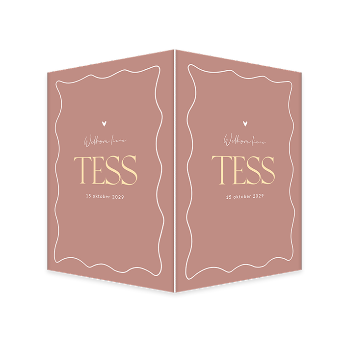 Raambord in roze voor de geboorte met golvende rand en een hartje