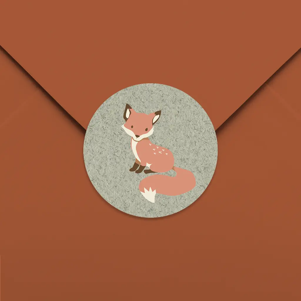 Sluitsticker groen met lief vosje - per 25 stuks