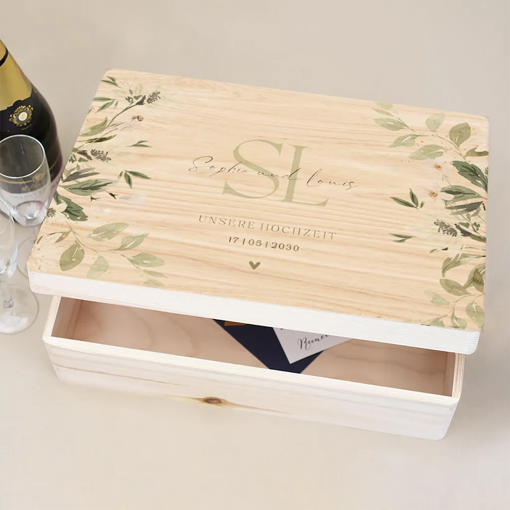 Erinnerungsbox Hochzeit mit elegante Blumen