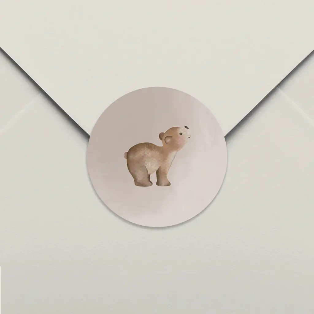 Sluitsticker bruin met beertje - per 25 stuks
