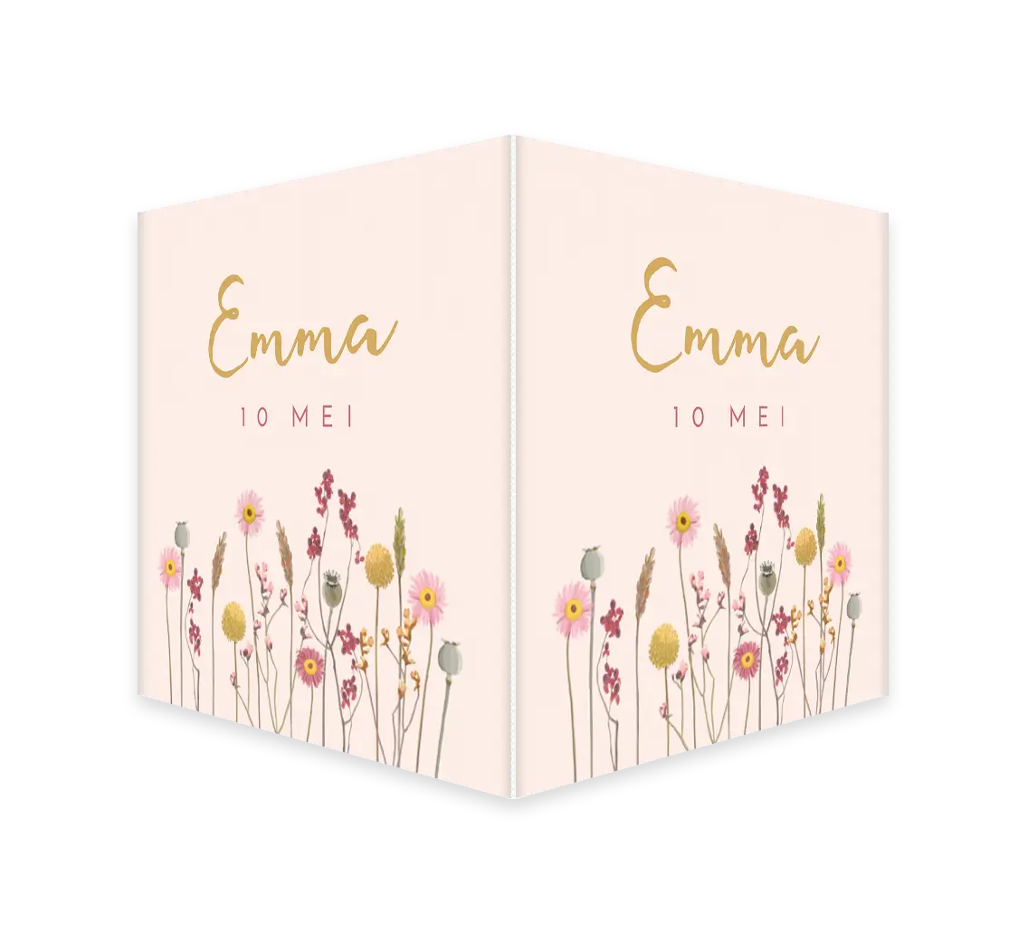 Lichtroze dubbel raambord met rand van bloemen