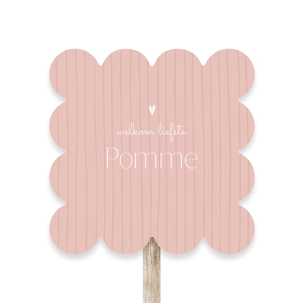 Tuinbord roze met strepen en golfrand