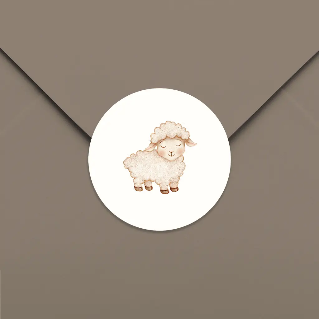 Sluitsticker met lief schaapje - per 25 stuks