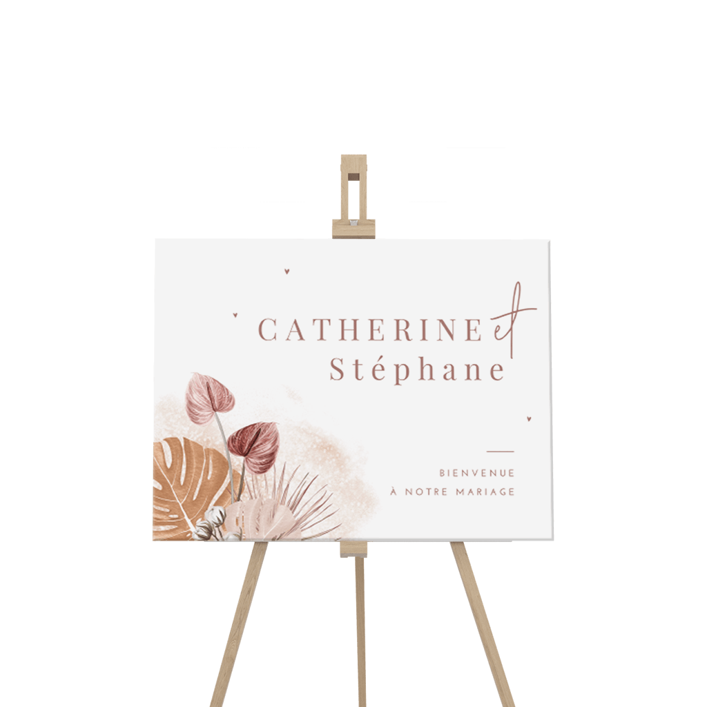 Panneau de bienvenue dans le style bohémien avec des feuilles