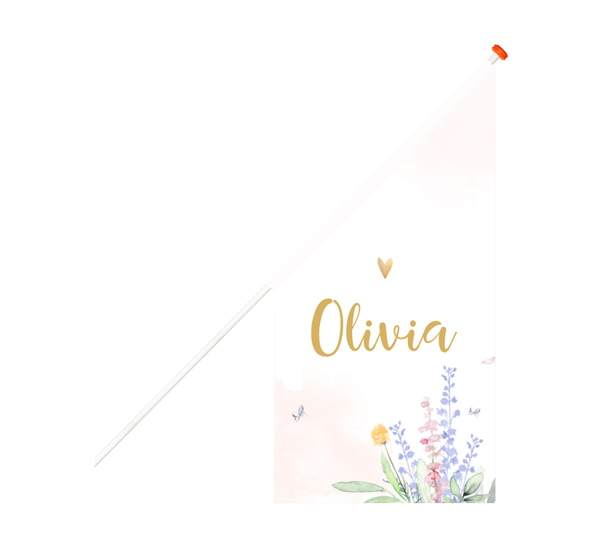 Lieve geboortevlag met watercolour, bloemen en hartje