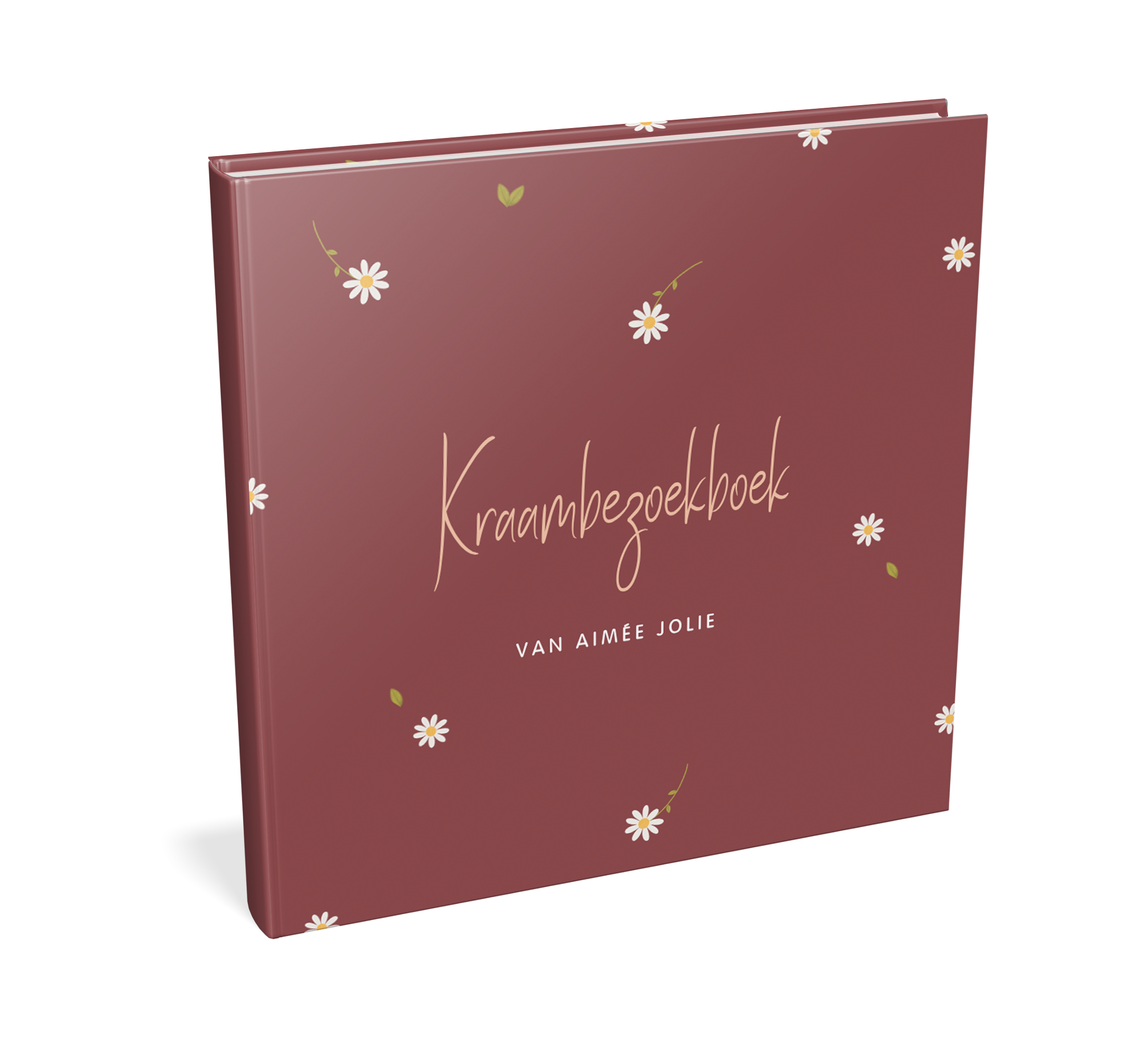 Kraambezoekboek rood met madeliefjes
