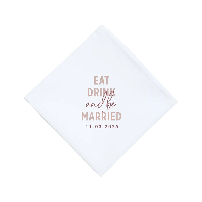 Gepersonaliseerde servetten voor bruiloft in oudroze tinten