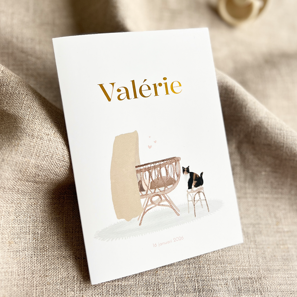 Geboortekaartje Wiegje Katten Poesjes Neutraal