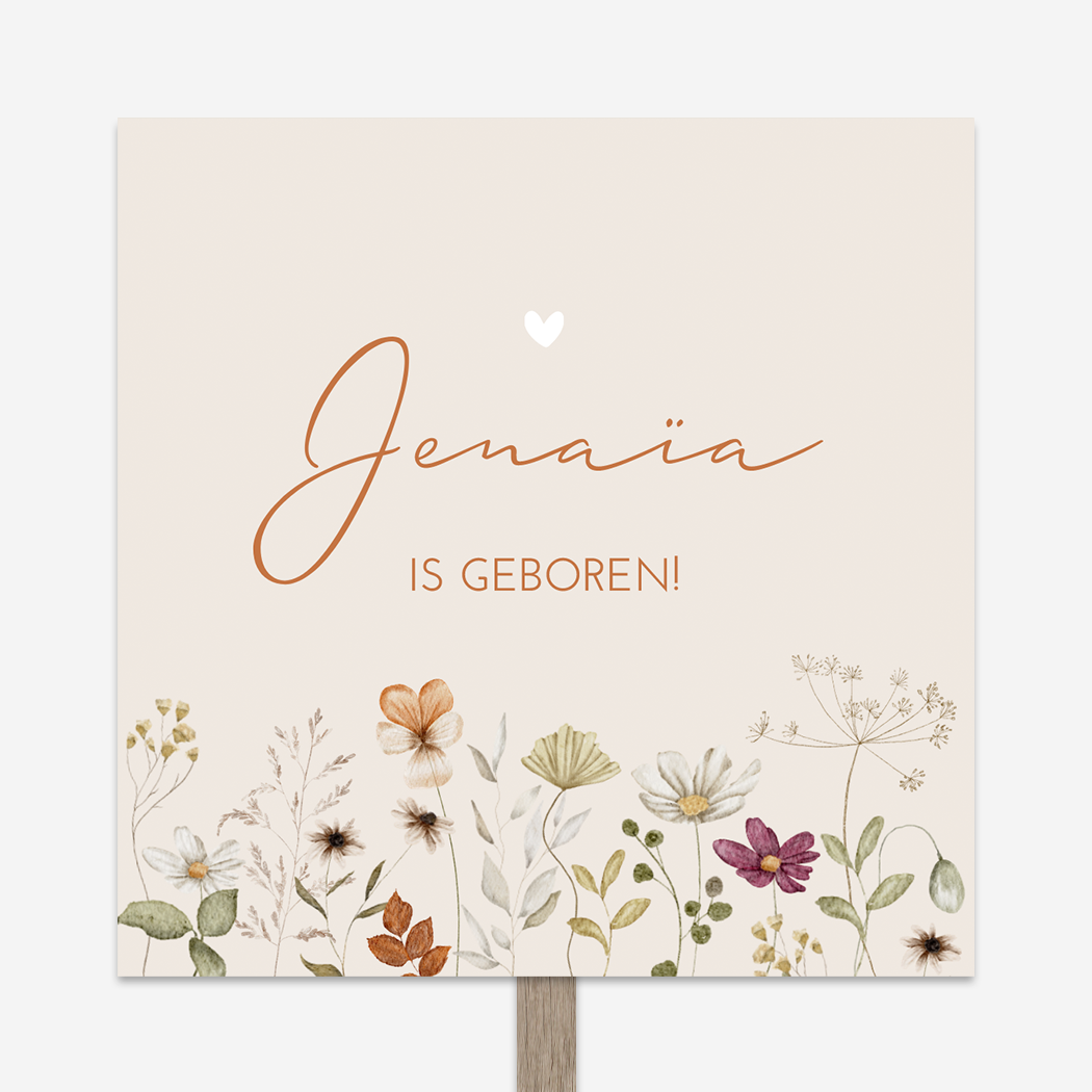Tuinbord Geboortebord Meisje Bloemetjes