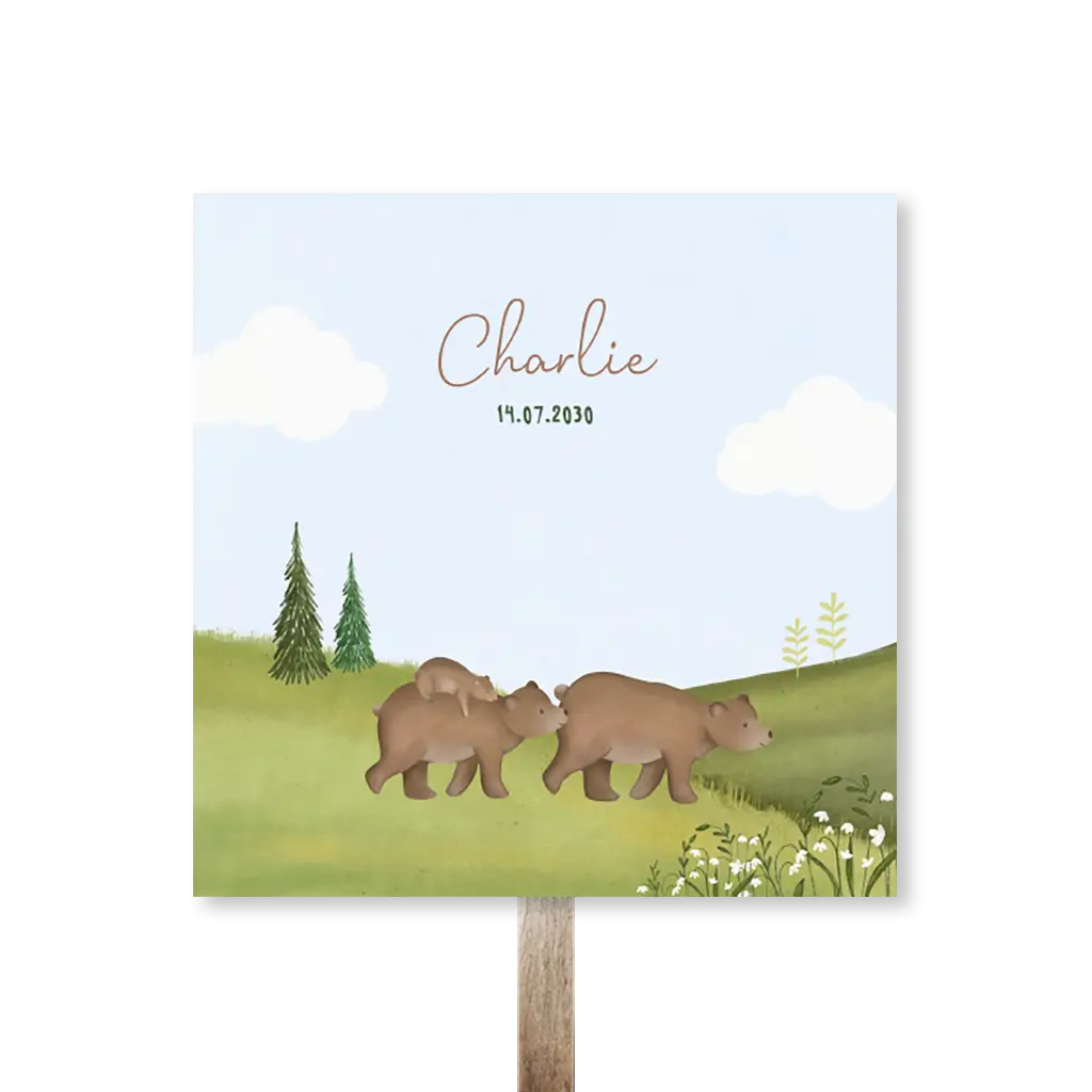 Tuinbord vierkant met berenfamilie