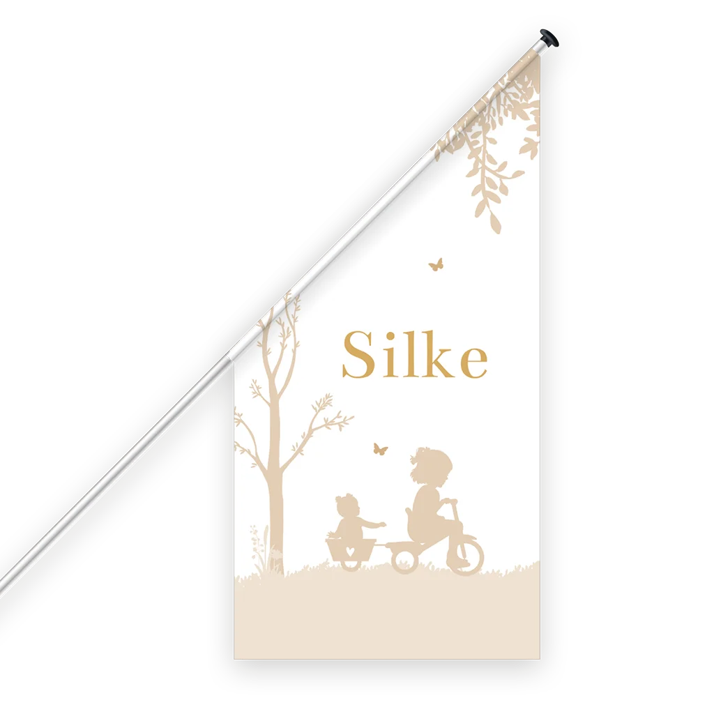 Geboortevlag met zusjes silhouetten