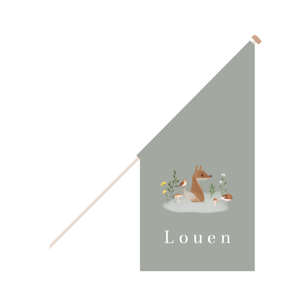 Geboortevlag jongen met bosdieren vosje