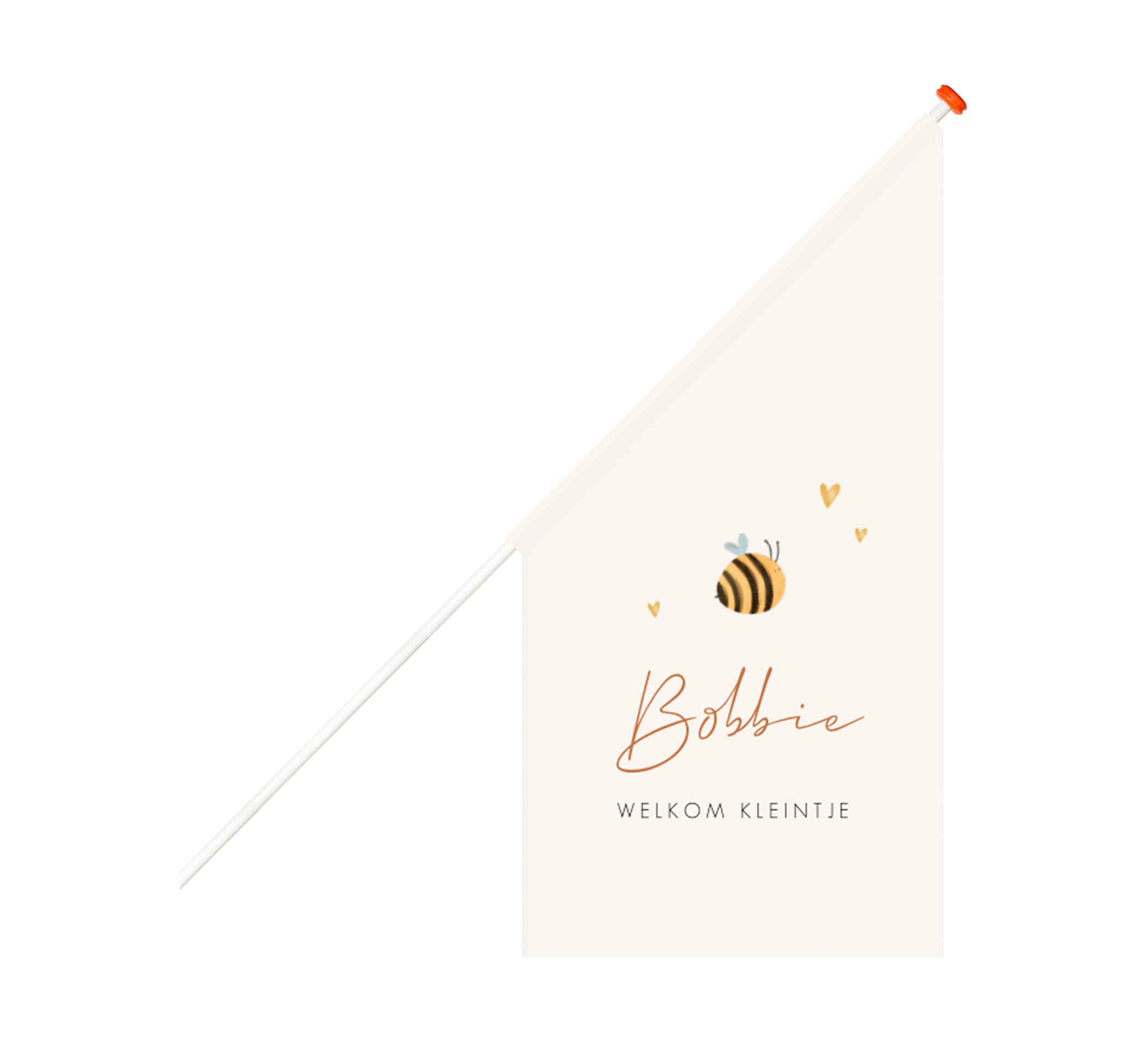 Vrolijke geboortevlag met bijtje en hartjes