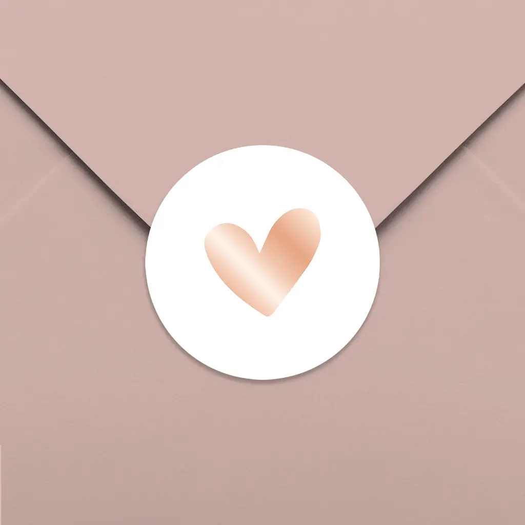Sluitsticker lief roségoudfolie hartje - per vel