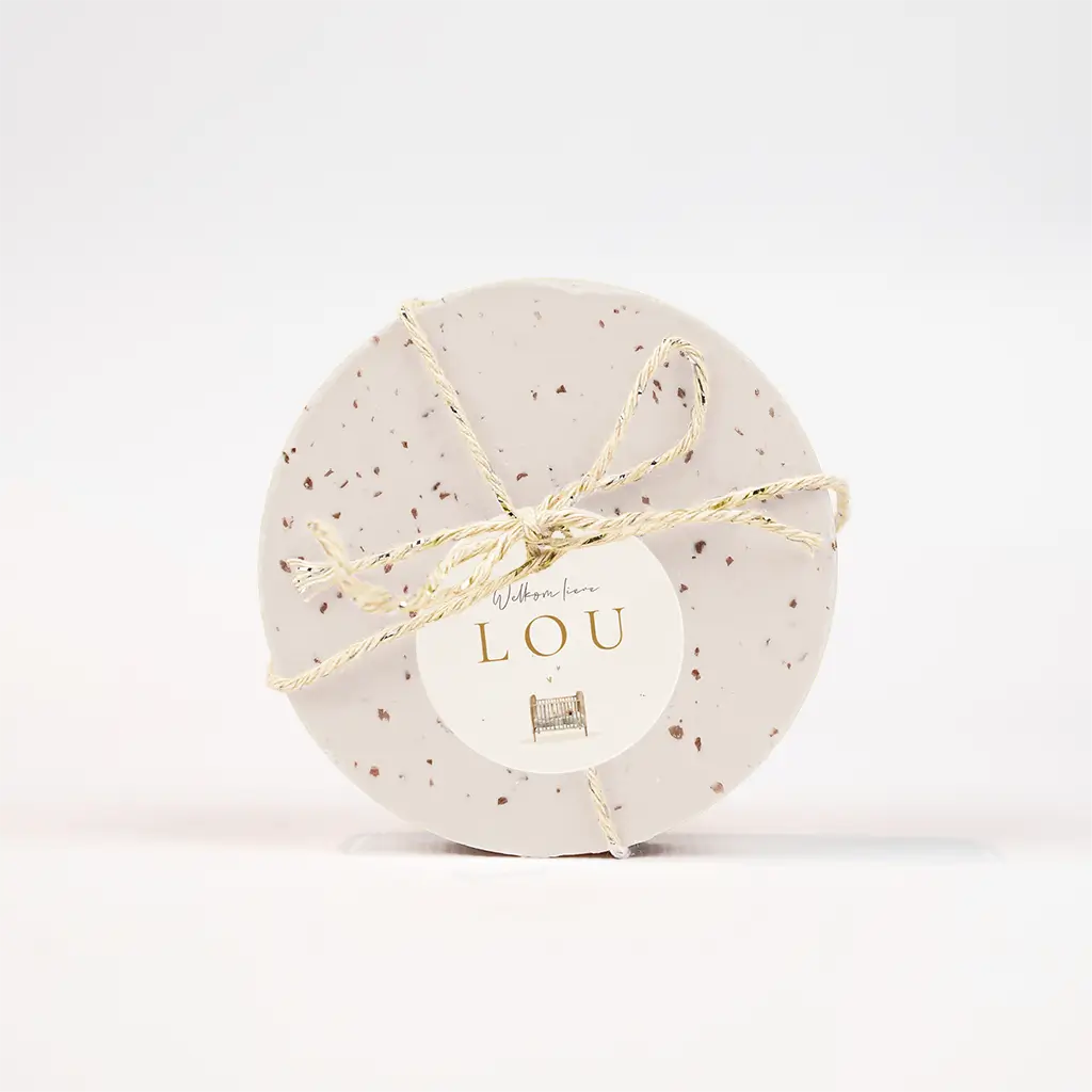 Doopsuiker label met illustratie ledikant - per 16 stuks