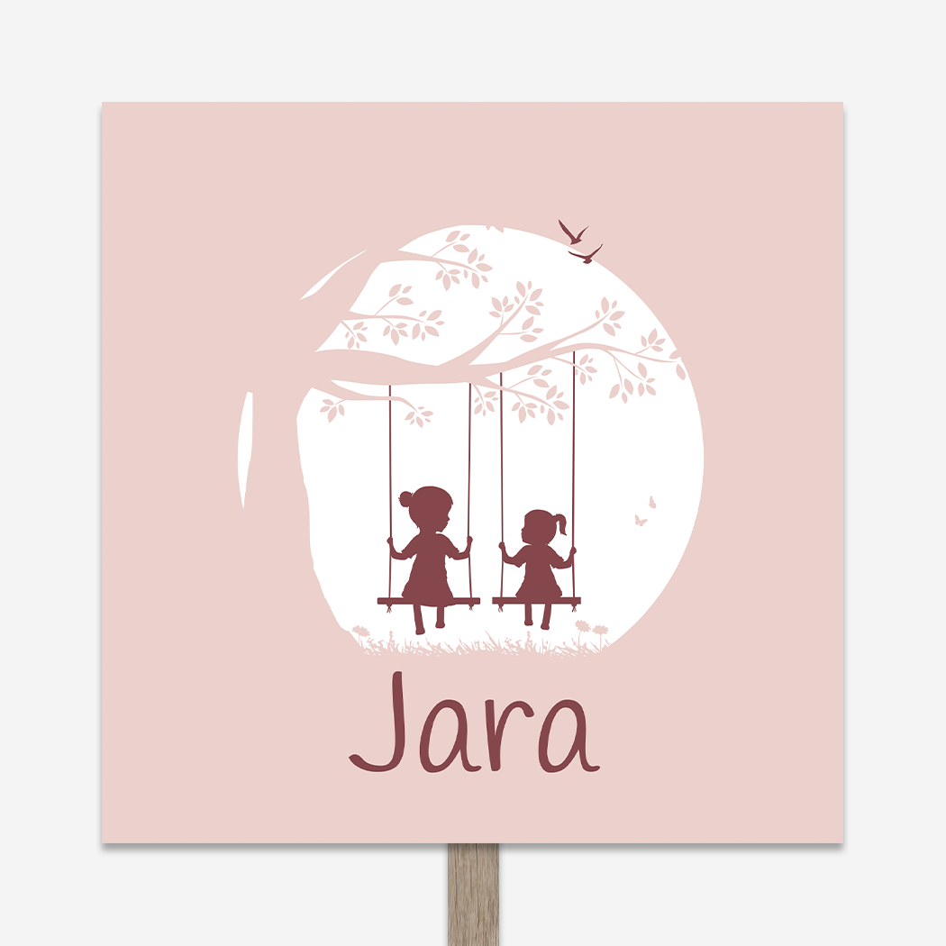 Tuinbord Roze Schommel Boom Silhouet