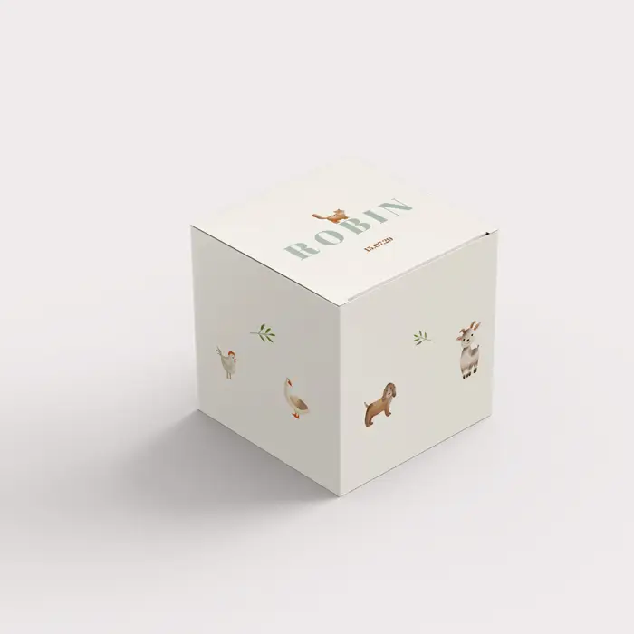 Doopsuikerdoosje met vrolijke boerderijdieren