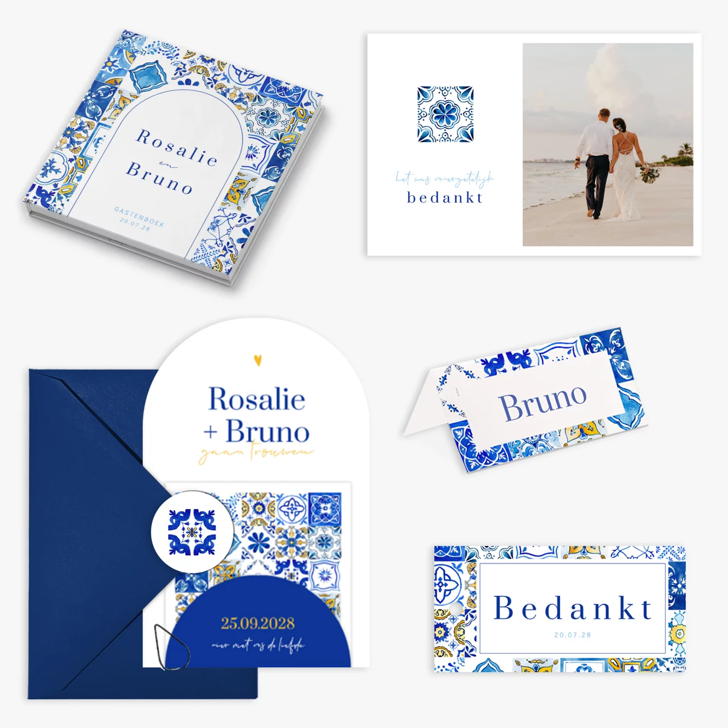 doorlink trouwkaarten set mediterraanse tegeltjes