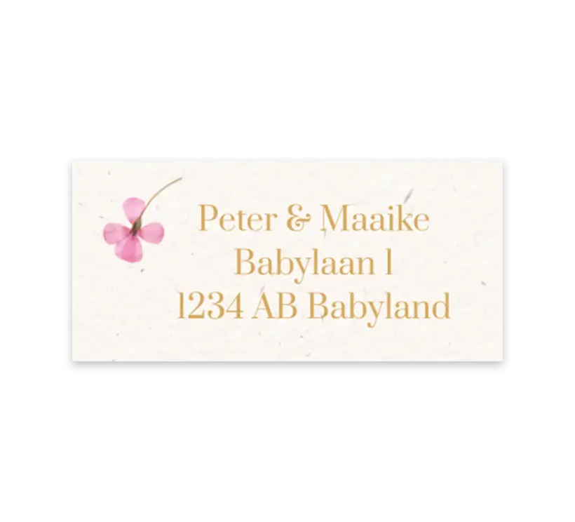 Stijlvolle adressticker met gedroogde bloem