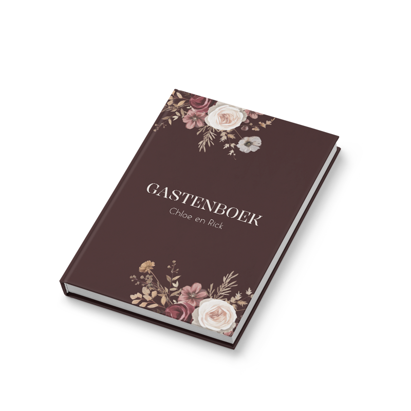 Chic gastenboek voor een bruiloft met rozen
