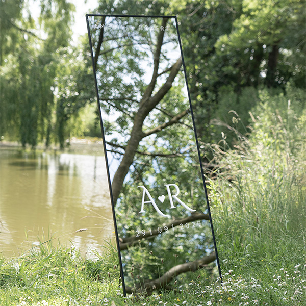 Bruiloft spiegelsticker met logo