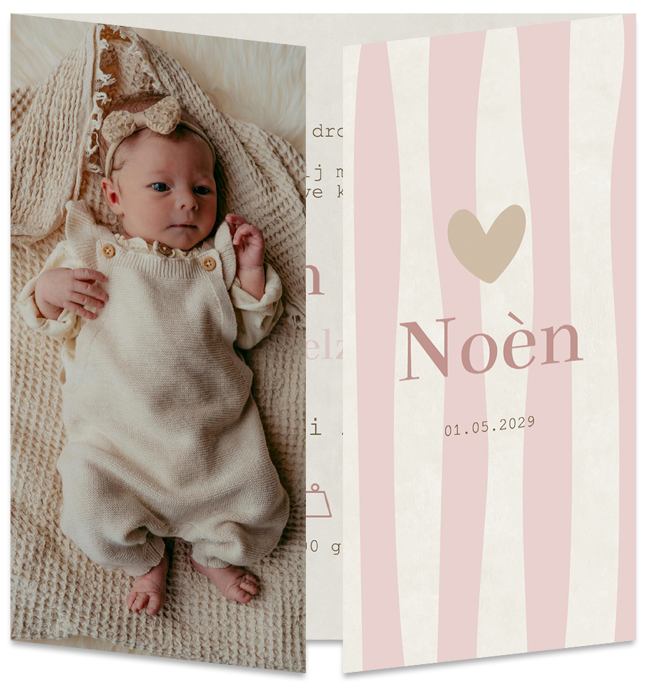 Geboortekaartje Meisje Babyfoto Streepjes Luikkaartje