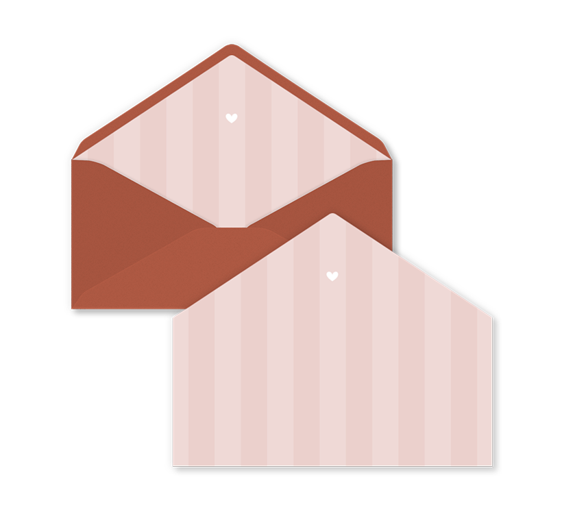 Envelop inlay roze met strepen en hartje voor 22 X 11 envelop