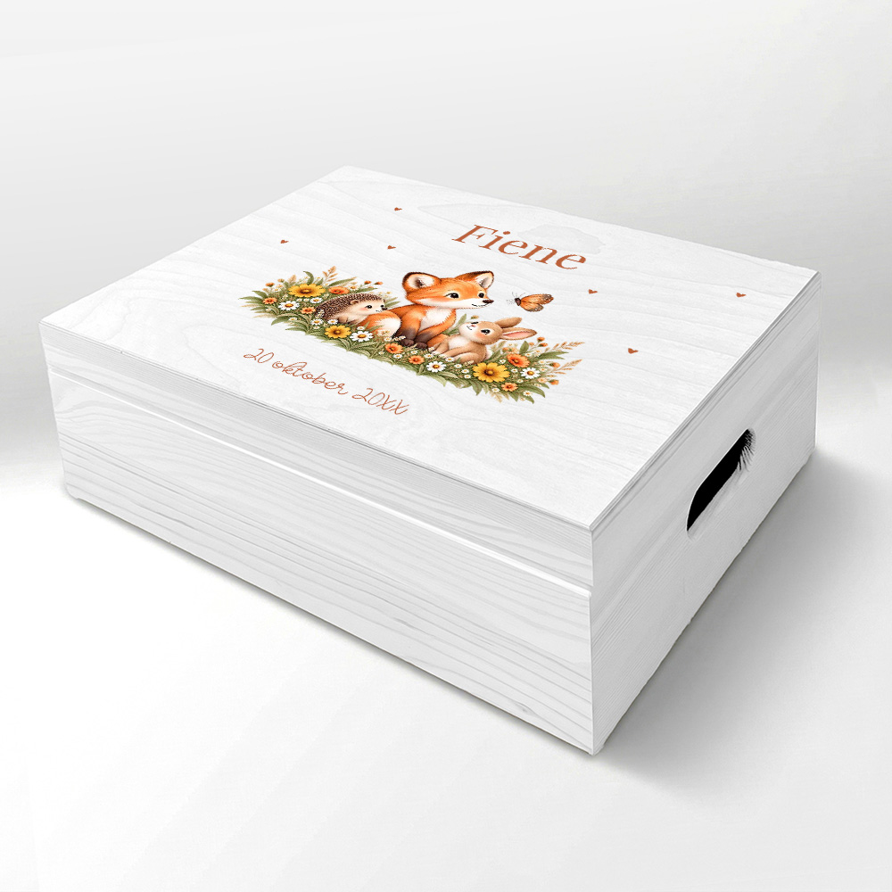 Memorybox hout met lief vosje
