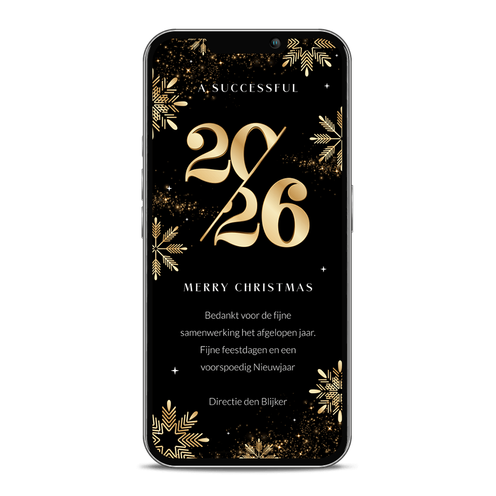 Digitale nieuwjaarskaart met jaartal en goudlook