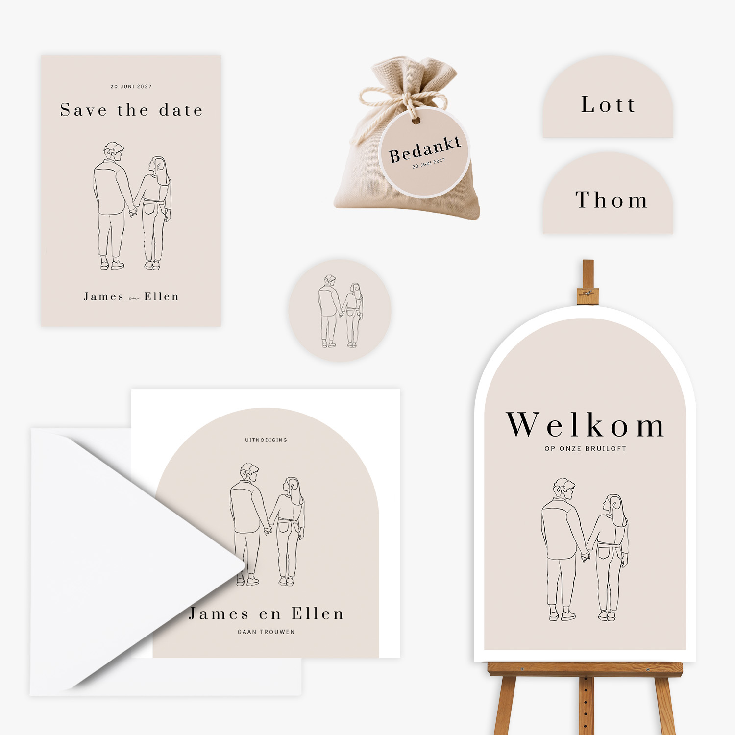 doorlink trouwkaarten set forever in lines