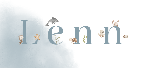 Avontuurlijk geboortekaartje met watercolour en zeedieren