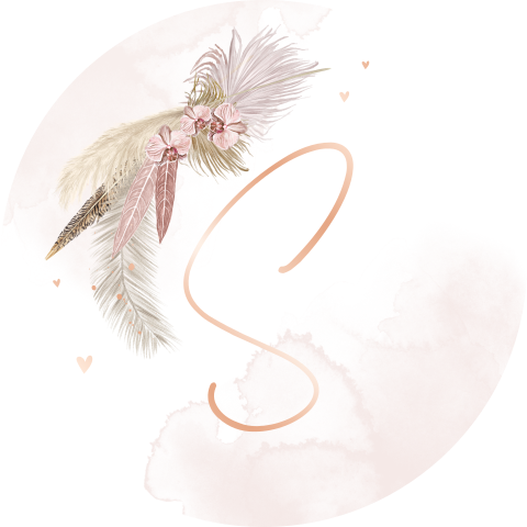 Sluitsticker bohemian met initiaal in roségoudfolie
