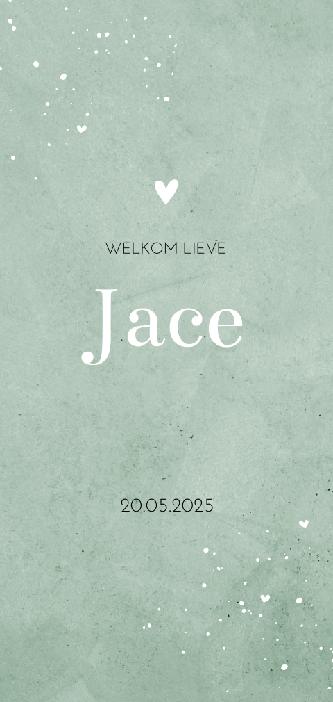 Trendy velvet look babykaartje in mint met ronde hoekjes