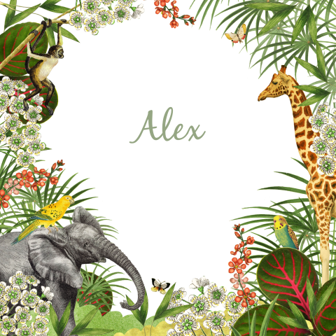 Poster jungledieren met naam
