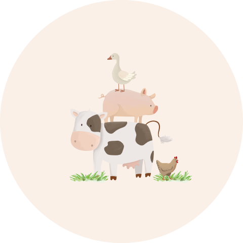 Sluitsticker met vrolijke boerderijdieren